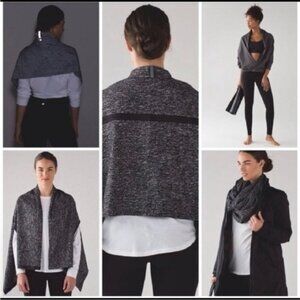 Lululemon Vinyasa Scarf Marled Gray Snap Buttons OS Shawl Wrap Convertible